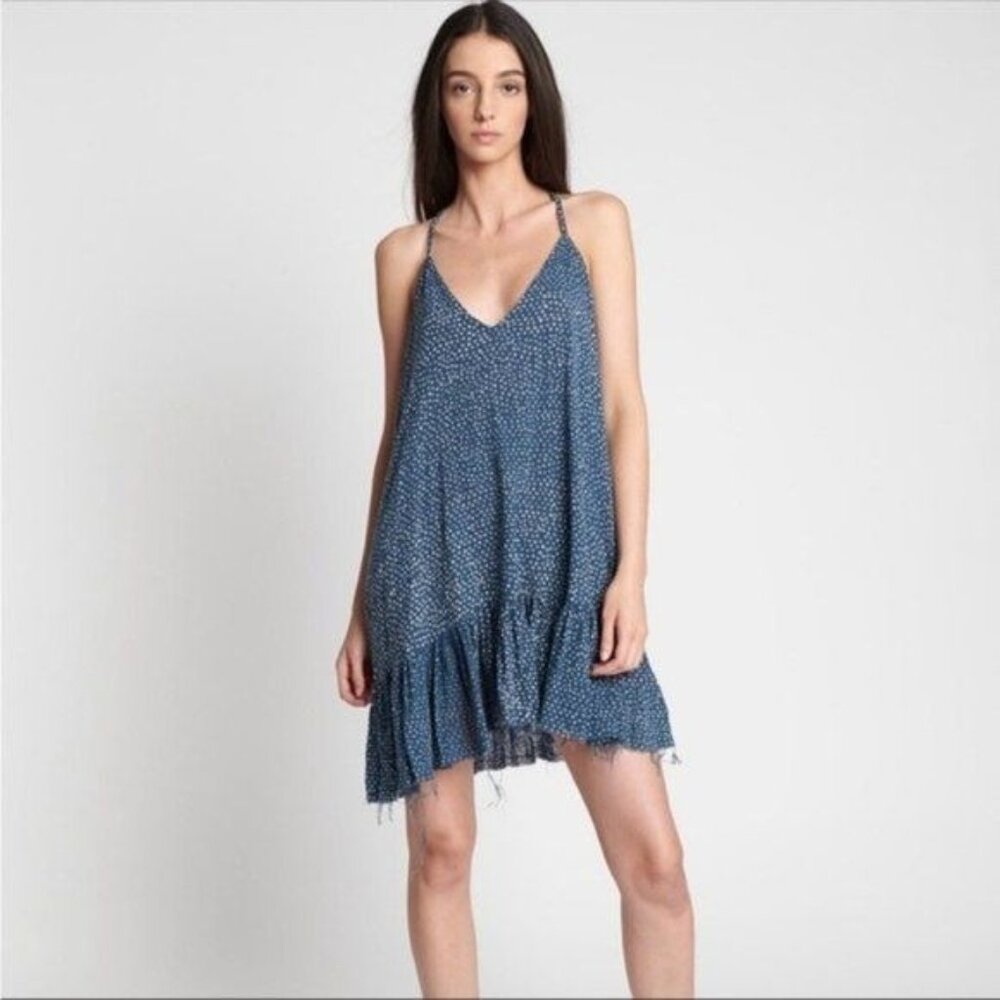 NEW One Teaspoon Muslin Wanderer Blue Polka Dot Dress Size S